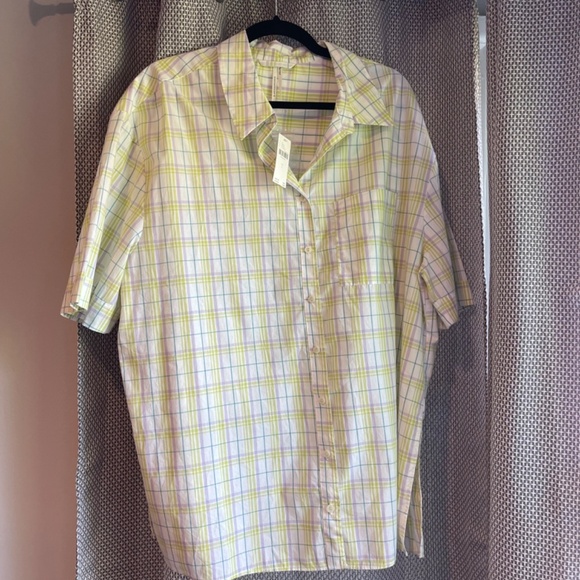 Anthropologie Short-Sleeve Pajama Top, Yellow Motif, Size Large - NWT - Picture 3 of 7
